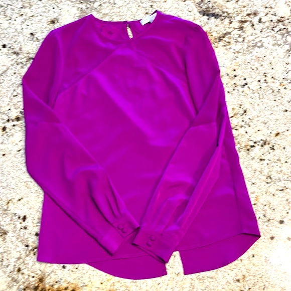 1.State magenta blouse with sheer shoulders. Size XS - Picture 2 of 9